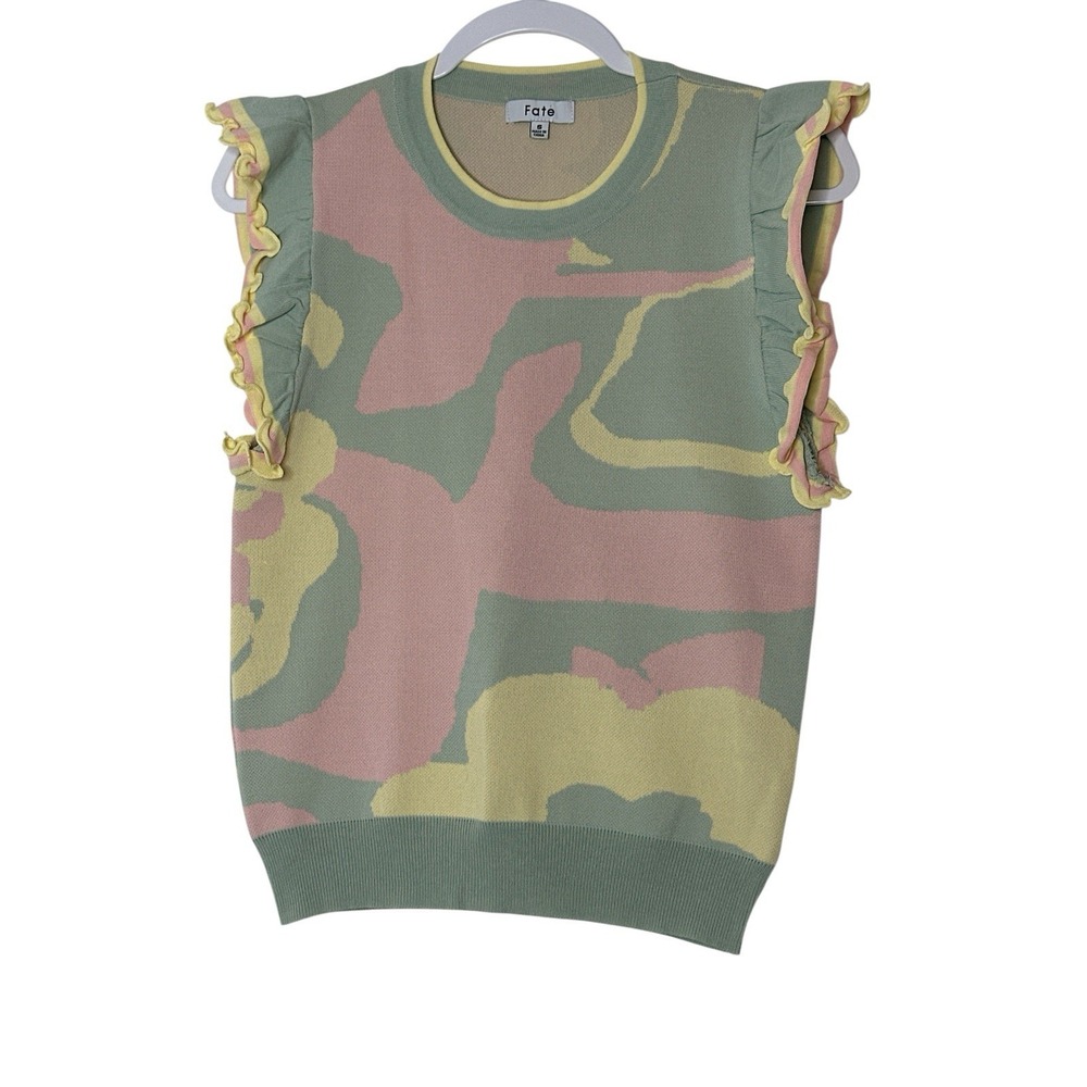 FATE Top Women Small Sleeveless Bohemian Cottage Core Hippie Festival Stretch‎